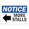 Signmission OSHA Notice, 5" Height, More Stalls Left Arrow Sign With Symbol, 7" X 5", Landscape OS-NS-D-57-L-14250 - alternate 1